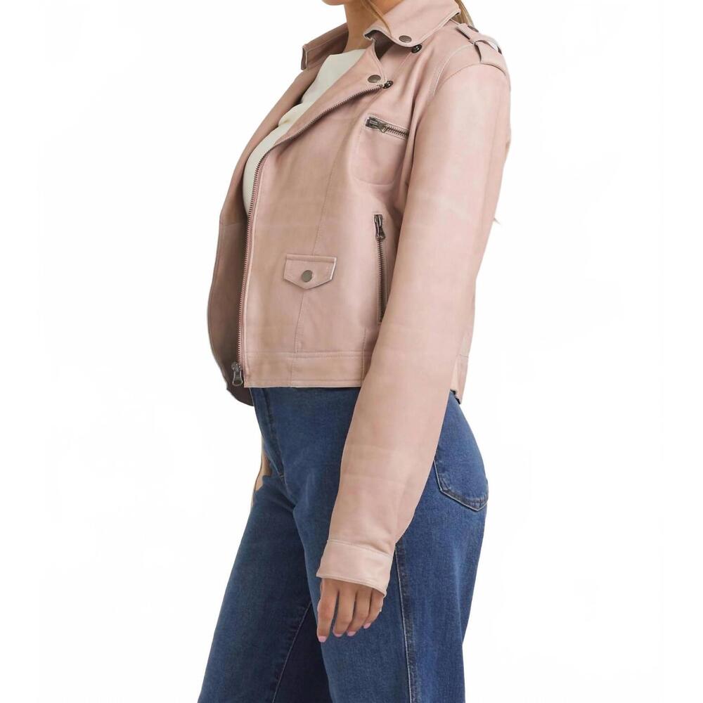 NEW JAKETT piper patina leather jacket in pink - Picture 2 of 4